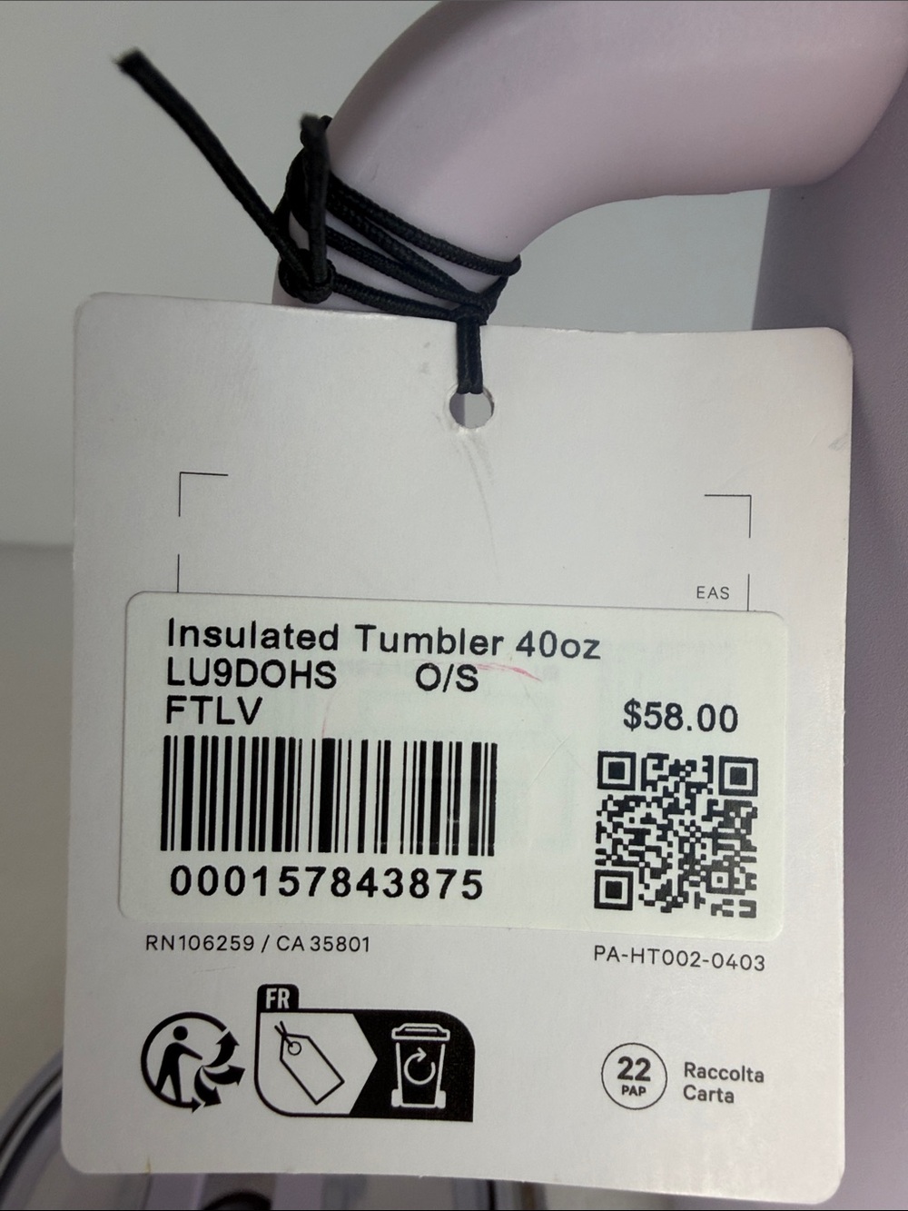 🆕 LULULEMON Insulated Tumbler 40oz Faint Lavender NWT - Picture 15 of 15
